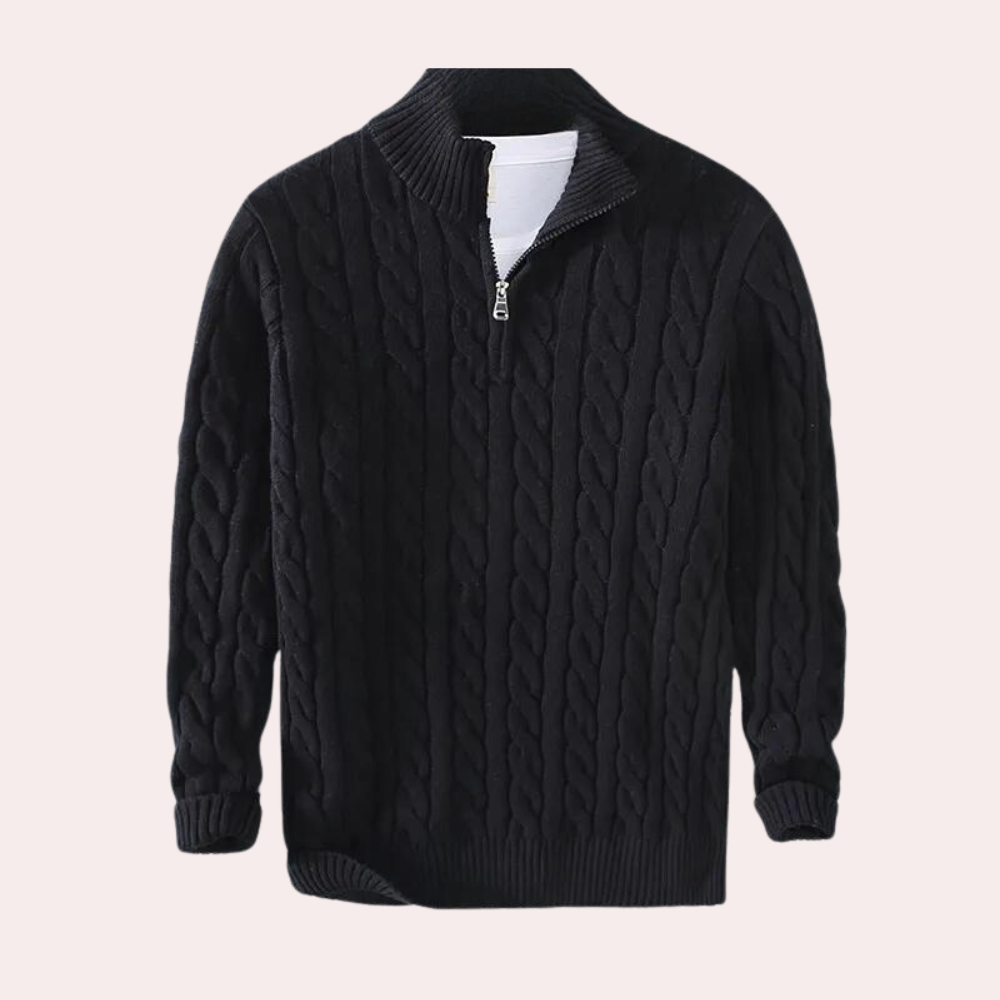 Eryon Cashmere Sweater – Men’s Half-Zip Cable Knit Pullover