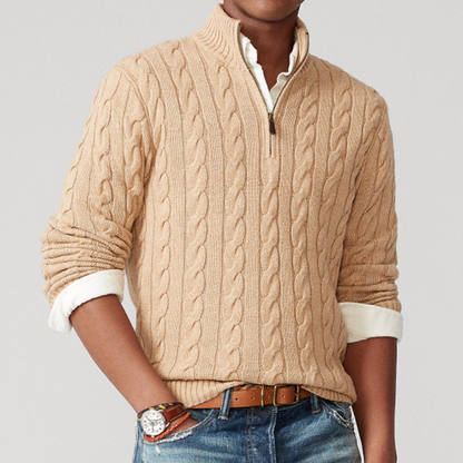 Eryon Cashmere Sweater – Men’s Half-Zip Cable Knit Pullover