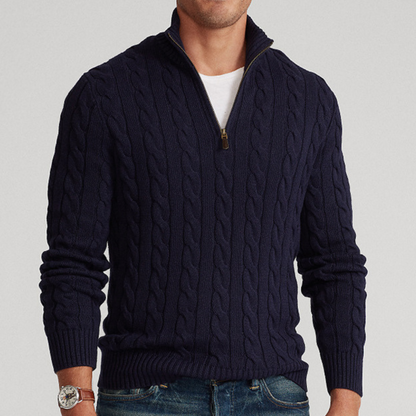 Eryon Cashmere Sweater – Men’s Half-Zip Cable Knit Pullover