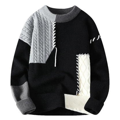 Eldric Patchwork Sweater – Men’s Artistic Knit Design