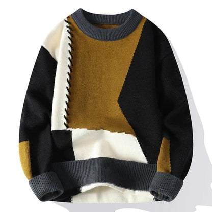 Eldric Patchwork Sweater – Men’s Artistic Knit Design