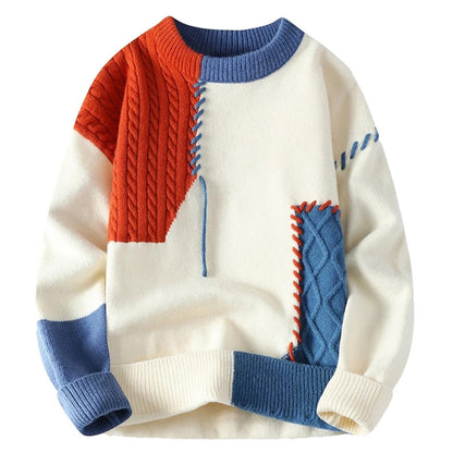 Eldric Patchwork Sweater – Men’s Artistic Knit Design